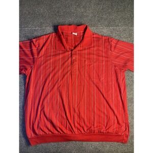 Casual Joe Polo Shirt Mens XL Red‎ Dotted Striped Midweight Pocket Rib  Collared